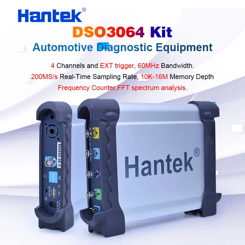 Hantek DSO3064 Automotive Oscilloscope kit for Car Diagnostic 4 channnel USB 2.0 200MS/s 60MHz Frenquency Counter LAN optional