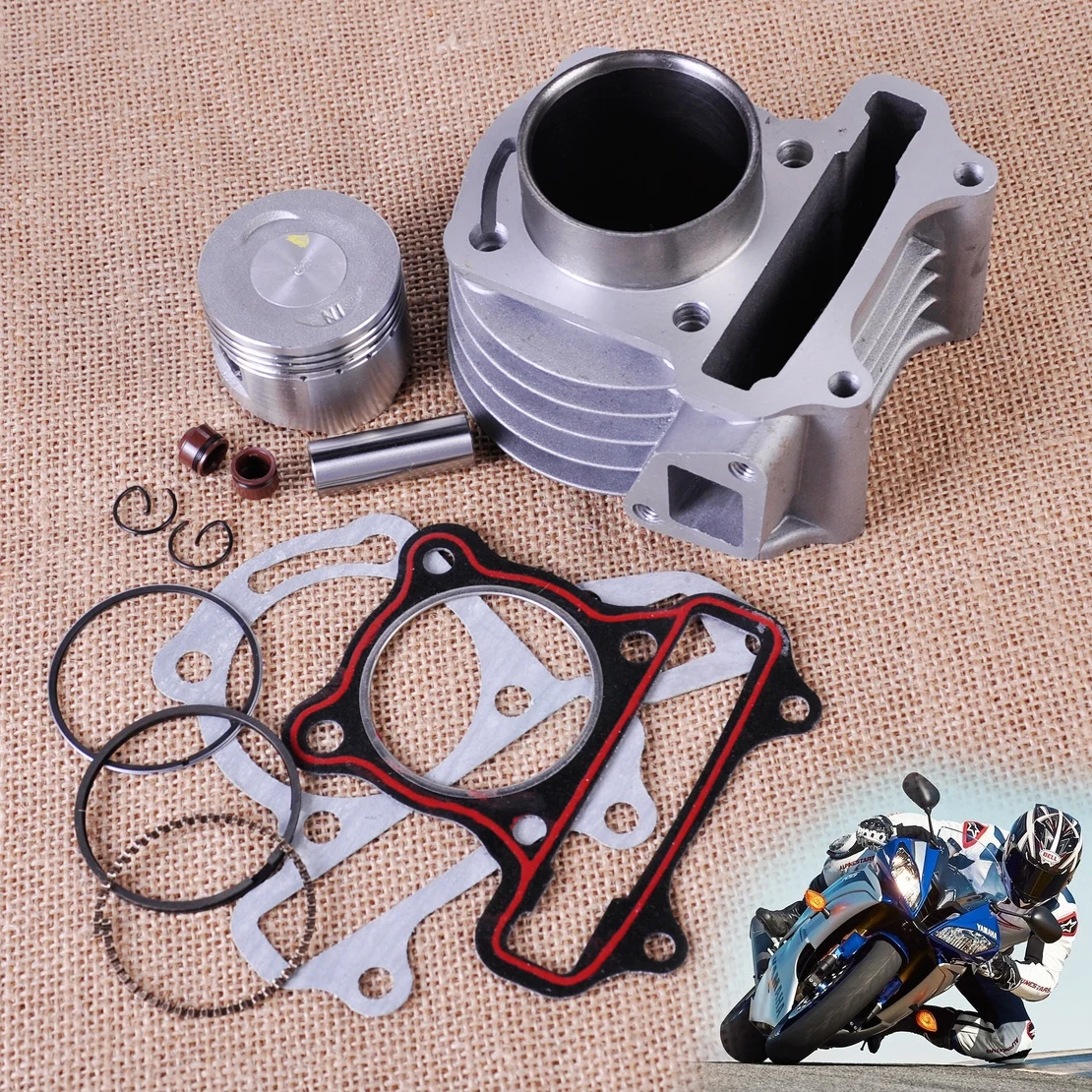 DWCX 47mm Big Bore Kit Cylinder Piston Rings fit for GY6 50cc to 80cc 4 Stroke Scooter Moped ATV with 139QMB 139QMA engine