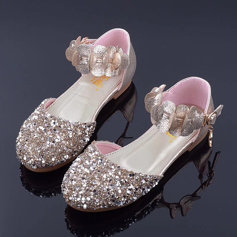 SLYXSH Girls Party Shoes Kids Flat Princess Sandals 2019 New Summer Children Wedding Shoes Baby Flowers Sandals School Silver