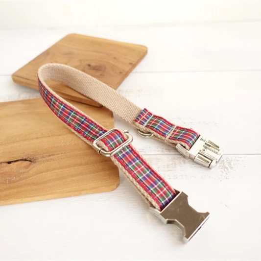 Scottish Tartan Pattern Dog Collars Small Medium Big Dog Nylon Padded Collar Soft&Comfy Classic Puppy Designer Neck Collars Red