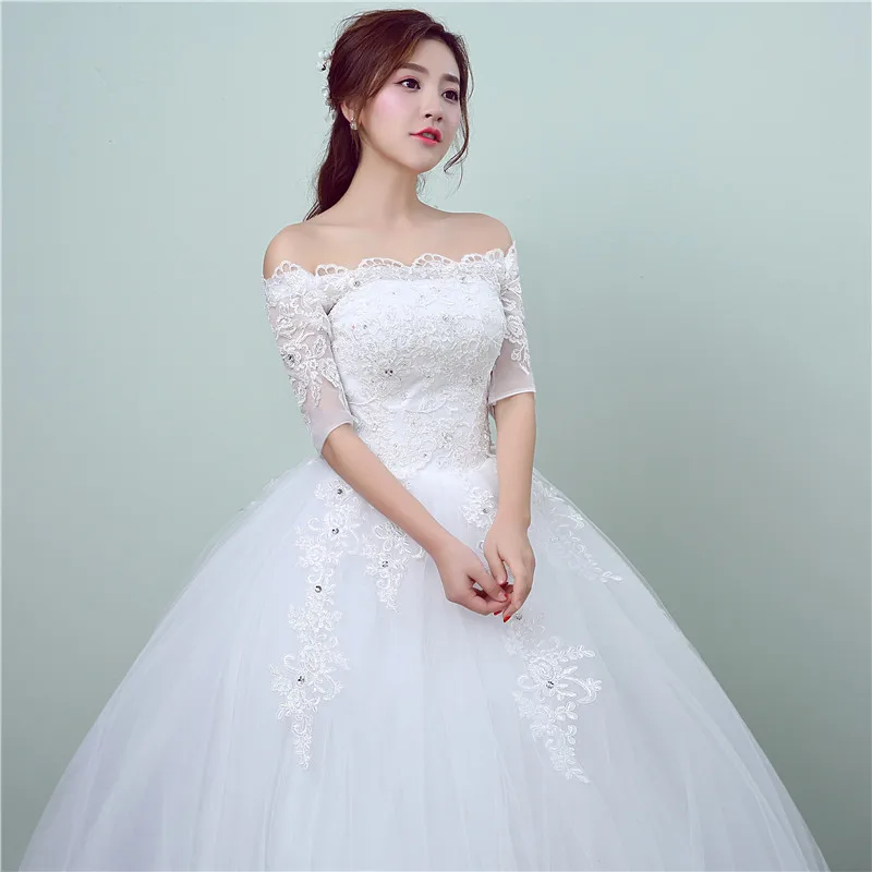 Moda simples vestido de casamento 2022 nova chegada primavera princesa rendas bordado meia manga china vestidos de noiva