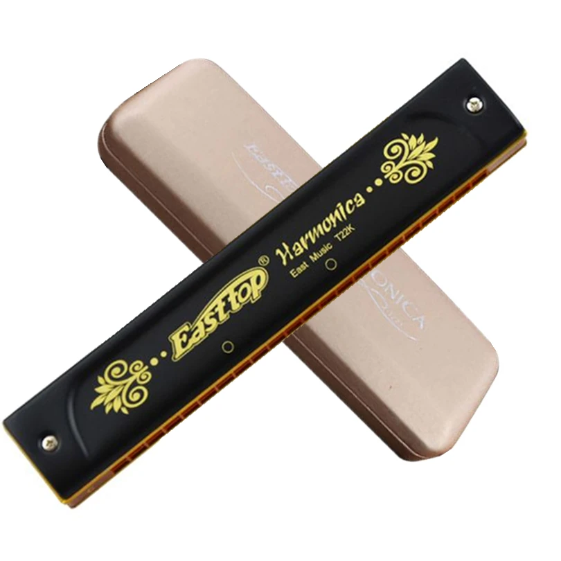 Easttop Harmonica 22 hole tremolo harp phosphor bronze reeds Key of C thickening plate harp Mouth Ogan Musical Instrument T22K
