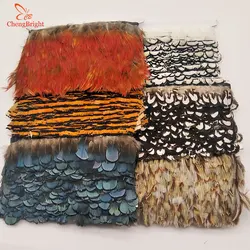 ChengBright Wholesale High Quality 10 Yards Natural Pheasant Feather Ribbon Feathers Trim Fringe Clothing Accessories Wedding