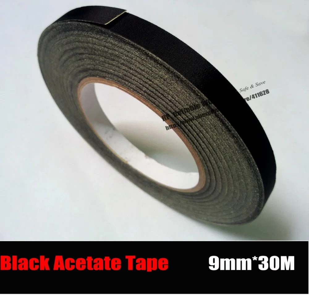 (9mm*30M) Black Cloth Black Glue, Adhesive Acetate Tape Insulating for Laptop, GPS, Tablet, Phone Repair