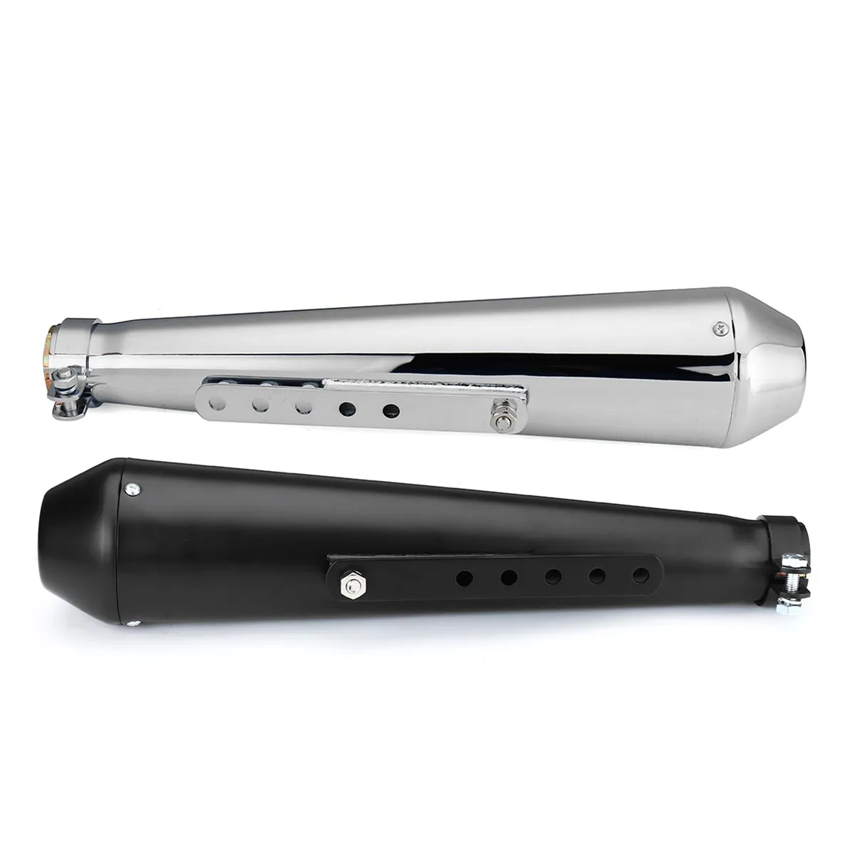 Motorcycle Cafe Racer Exhaust Pipe with Sliding Bracket Matte Black Silver Exhaust System Muffler Tip Universal image 2