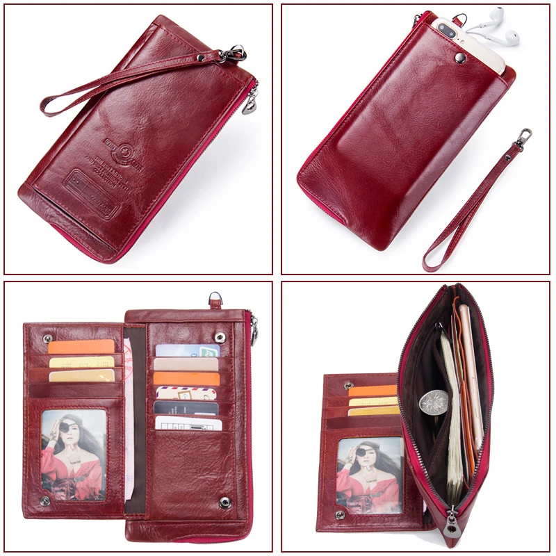 Female Long Coin Purse Genuine Leather Women Wallet Big Capacity Money Bag With Phone Pocket Fashion Card Holder Clutch Wallets