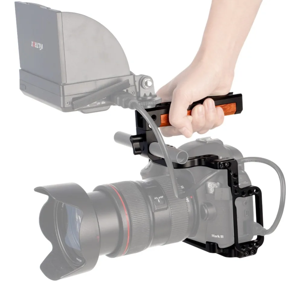 NICEYRIG Máy Ảnh Cage cho Canon EOS 5D Mark II III IV Máy Ảnh DSLR Cage cho Canon 5Ds 5D Mark IV III II Bằng Gỗ Xử Lý Hàng Đầu Rig