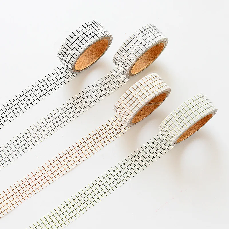 4pcs Basic Pattern Washi Tape Set 15mm Stripe Twill Plaid Dot Adhesive Masking Tapes Diary Decoration Stickers Household A6041