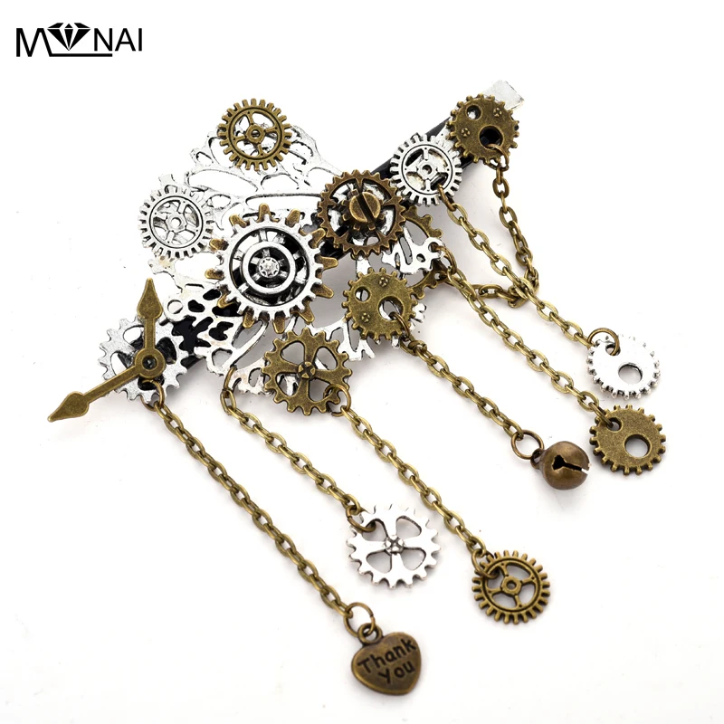 

Japanese hair Accessories Handmade Punk Gears Chain Tassels Hair Clip Gothic Steampunk Punk Hairpin Vintage