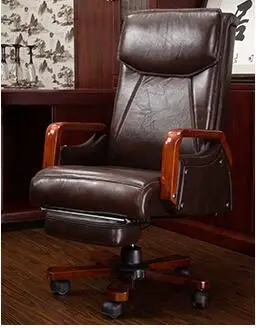 Simple office chair staff chair boss chair genuine leather computer chair family chair can lie on cowhide front chair.