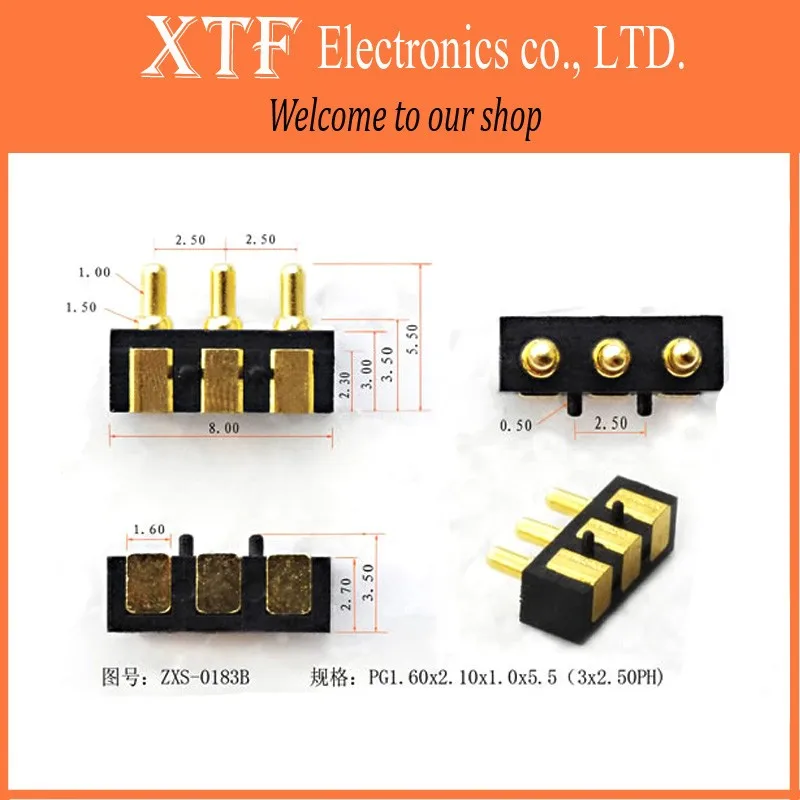 3PCS/Lot 3PIN Tangda pogo pin connector Charging pin Mobile phone battery Spring probe Conductive needle Thimble test