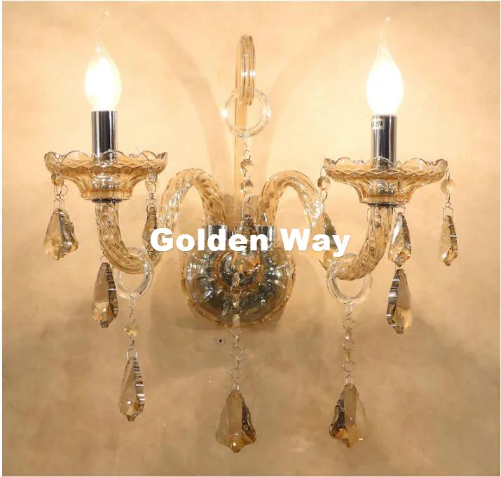 

European Design LED Luxury Cognac K9 Crystal Wall Lamps Bedroom Headboard Bedside Lamp Wall Sconce Light Fixture