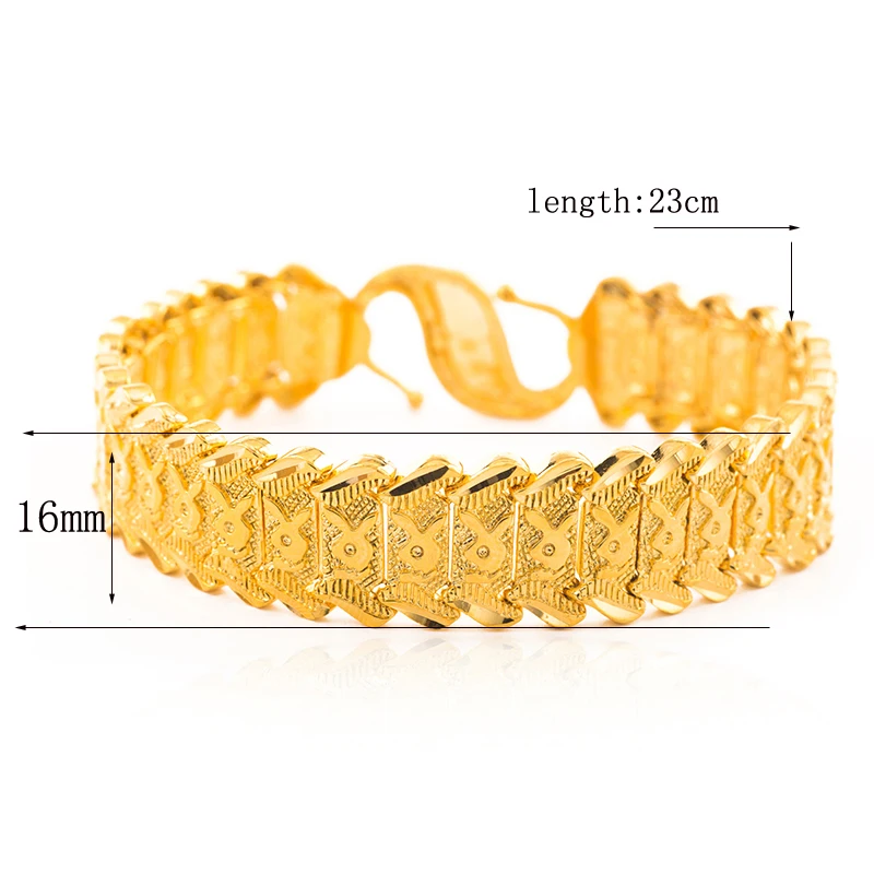 Ethlyn 23cm*16mm Punk wind Bracelet Gold Color Cooper Material Men jewelry Wide Chain Bracelet Wholesale B006