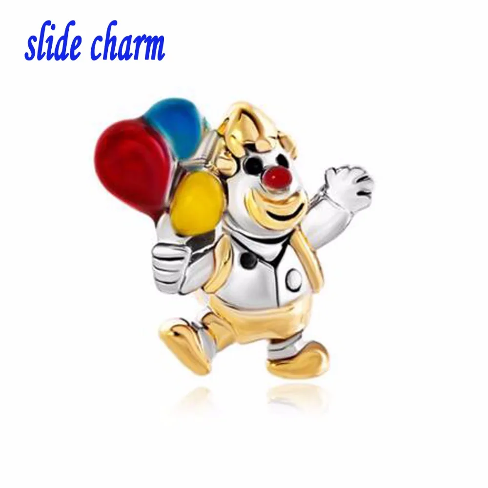 Slide Charm Epoxy Clown Color Beads Fit Pandora Bracelet Valentine Christmas Mother's Day Gift