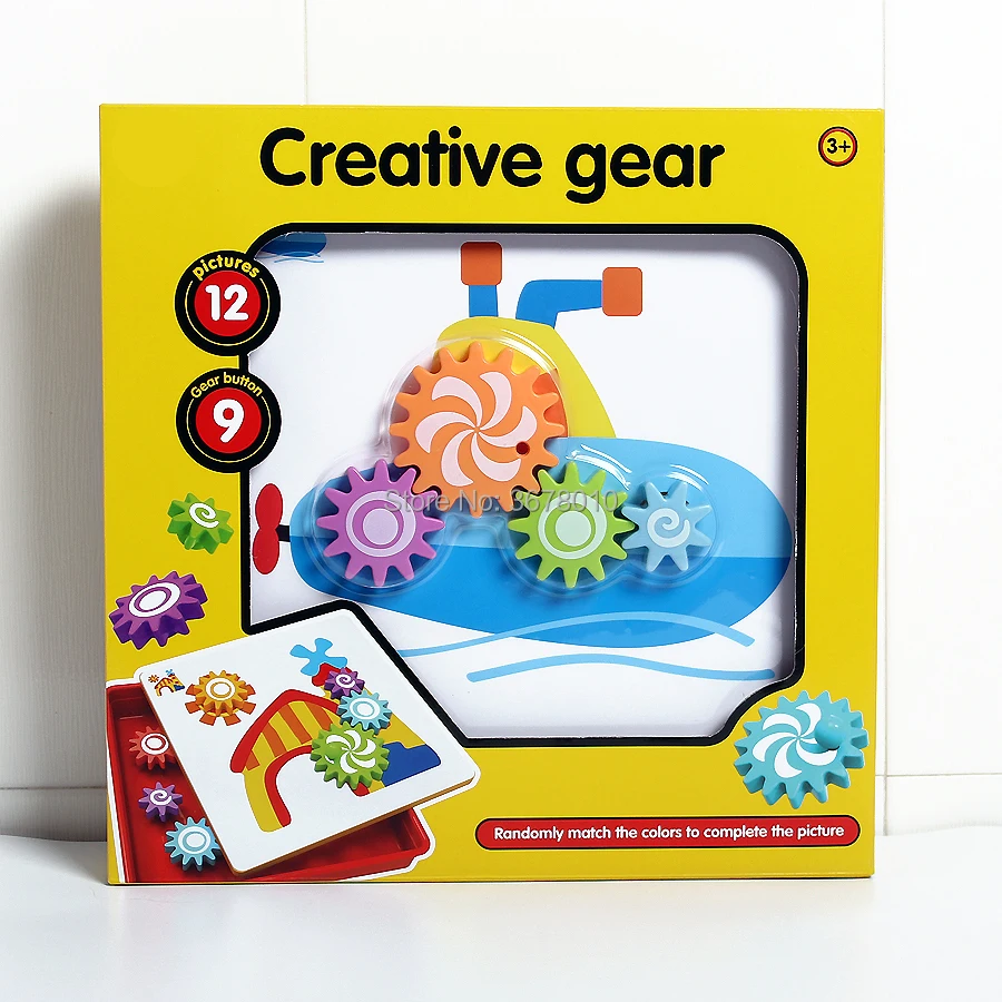 

Creative Puzzle & Spinning Gears,Learning to Randomly match the colors,shapes to complete the picures Educational toys for baby