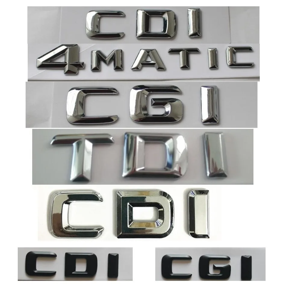 Shiny Silver Chrome Letters For Mercedes Benz AMG CDI CGI TDI 4MATIC Trunk Embelms Badges