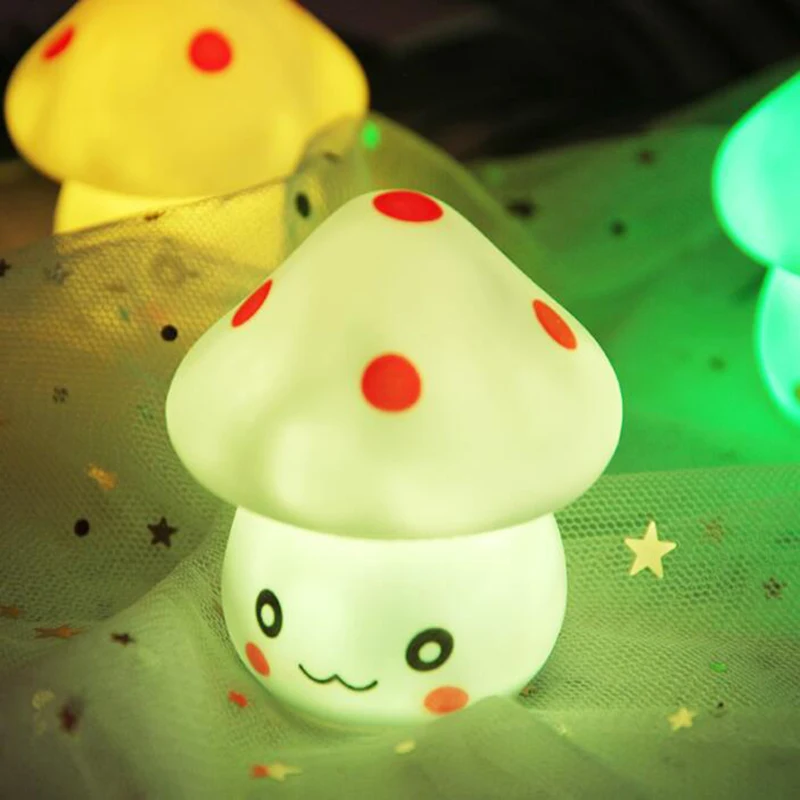 

mycyk New colorful mushroom night light children's luminous toy market stalls LED Night Light Lamp Child Bedroom Desk Lamp baby