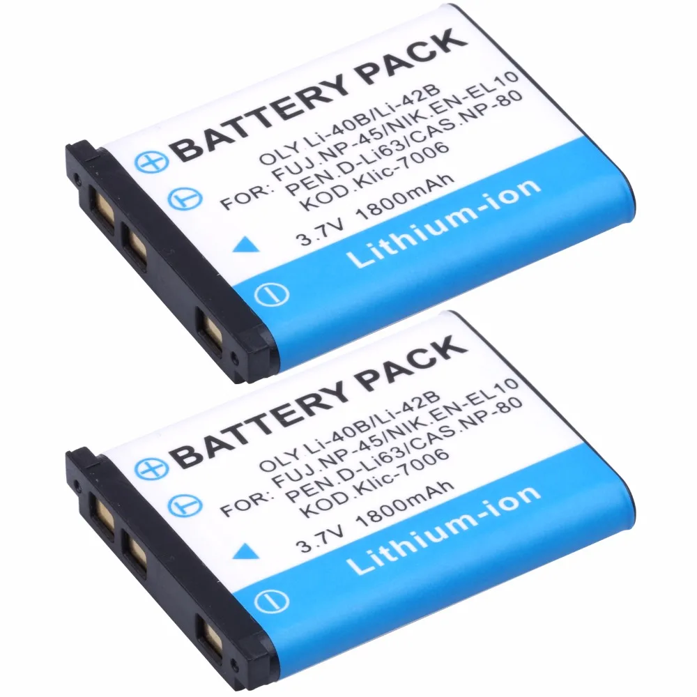 2Pcs Probty LI-40B LI-42B Li 40B 42B Battery for Olympus Stylus 1040 1050W 1060 1070 1200 7000 7010 7020 7030 7040 VR330 Camera