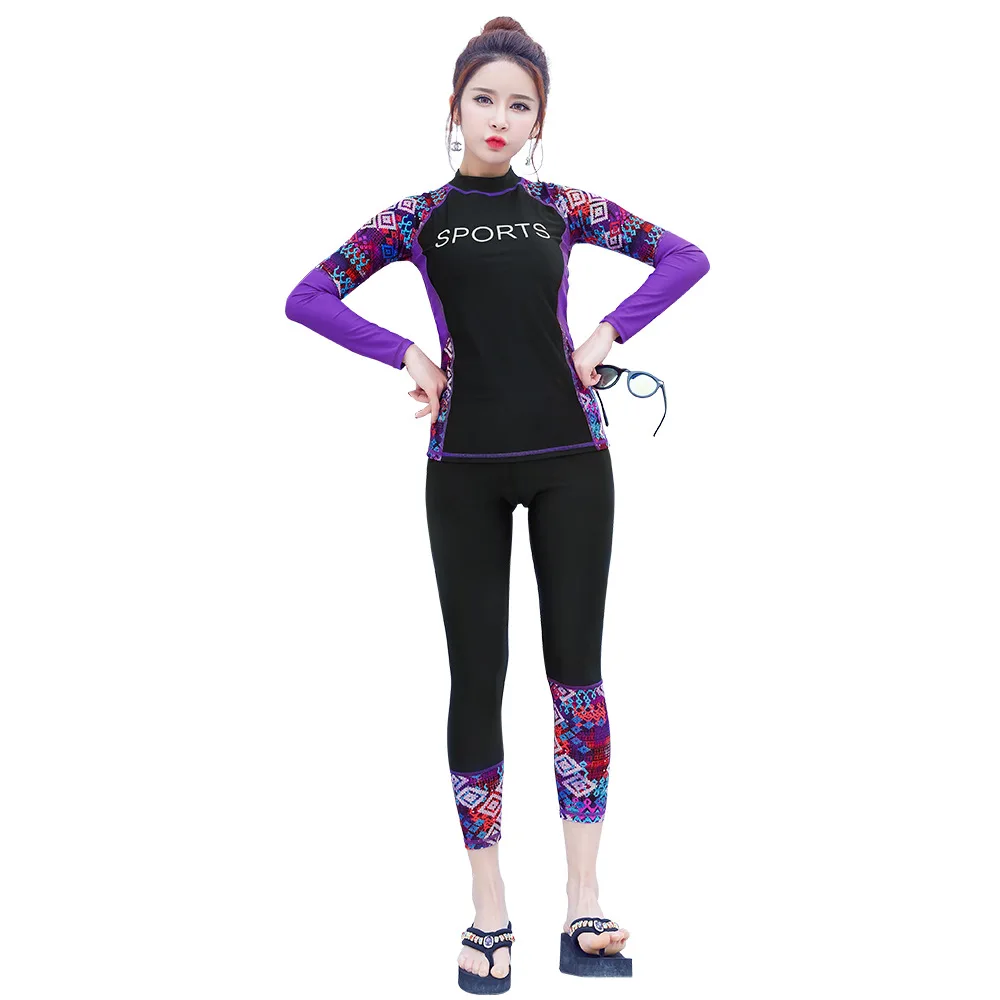 

NewArrival Women Rash Guards Swimsuit Female Long Sleeve Swimwear Diving Suit Longt Pant maillot de bia Bodysuit Surf Rash Guard