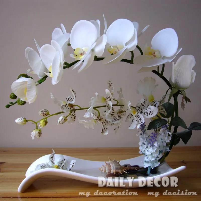 

High simulation handmade ikebana artificial orchid flowers arrangements real touch latex orchid floriculture pot culture suits