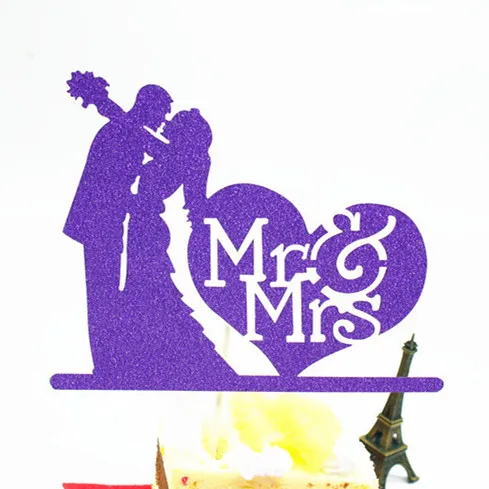 1pc Mr & Mrs Love Wedding Cake Flag Topper Multi Colors Bride Cake Flags For Wedding Anniversary Party Cake Baking Decor