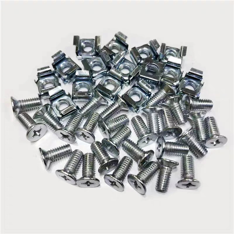 M6 screw&screw nut for ftth network cabinet standard rack screws high quality screw nuts M6 factroy ELINK 100set/lot