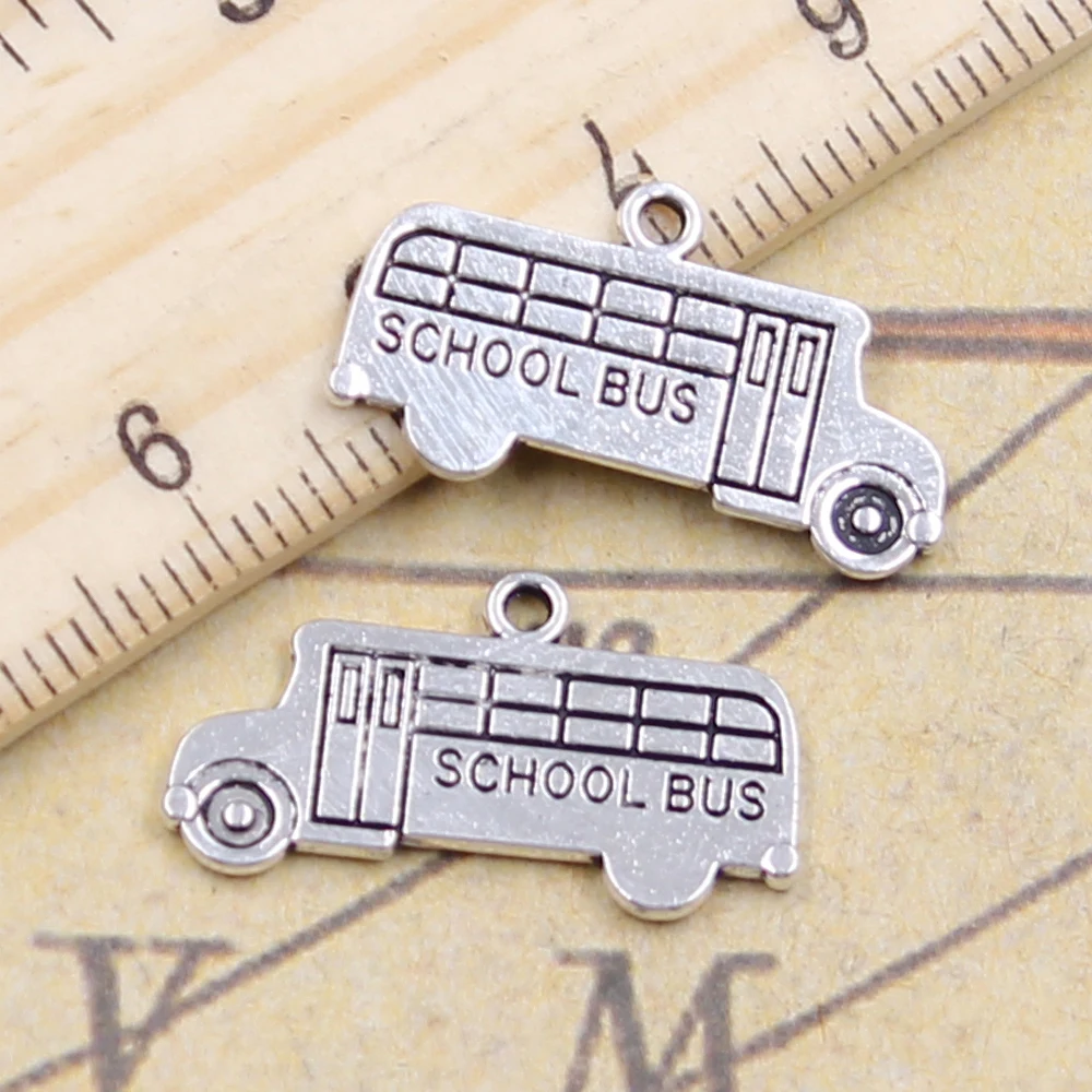 20pcs Charms School Bus 13x23mm Tibetan Silver Color Pendants Antique Jewelry Making DIY Handmade Craft