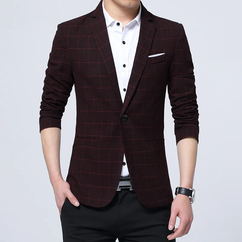 VERSMA 2017 Spring Summer Polyester Blazer Men Casual Plaid Red Blazer for Men Slim Fit Blazers Suits Men Jacket Plus Size 5XL