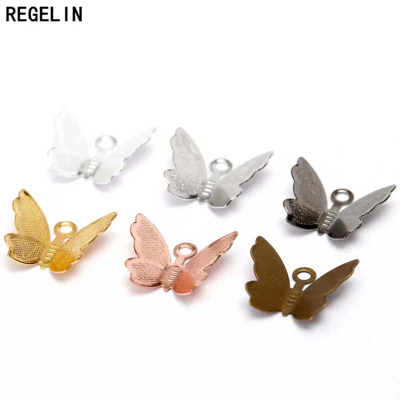 REGELIN 11x13mm Butterfly Charms Gold/Silver Color Animal Shape Jewelry Findings 100pcs/lot DIY Necklace Bracelet Handmade