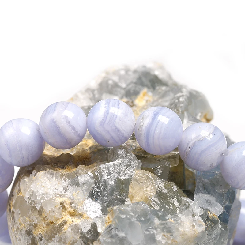 Natural A+Blue Lace Agate Bracelet Women Men Jewelry Stone 6mm 8mm 10mm Beaded Charm Bracelets Bangles Handmade Energy Gift