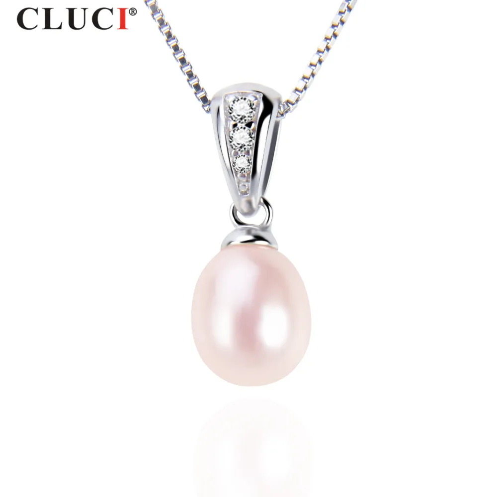 

CLUCI Simple&Elegant Fine Jewelry 6-6.5mm Freshwater Pearl Pendant For Women Jewelry ,White/Pink/Purple/Black FSP222SB