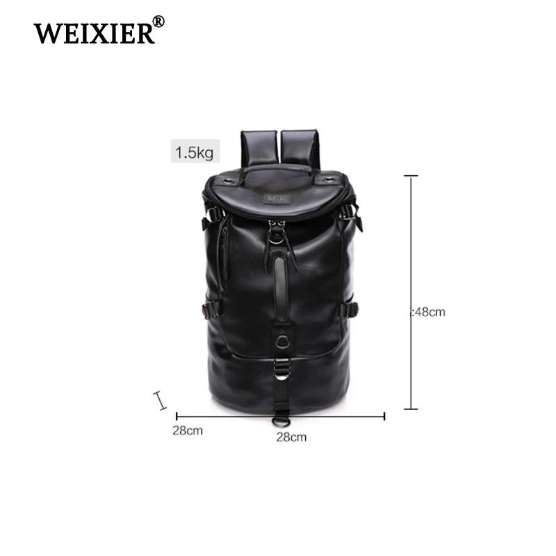 New Arrival Vintage  PU Leather Backpack Black Bucket type Fashion male High Quality Workmanship Student School Bag