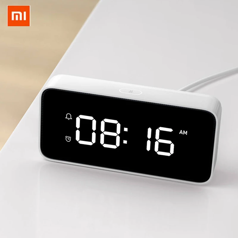 Original Xiaomi Xiaoai Smart AutomaticTime Calibration Mi Home App Alarm Clock Voice Broadcast Clock ABS Table Dersktop Clocks