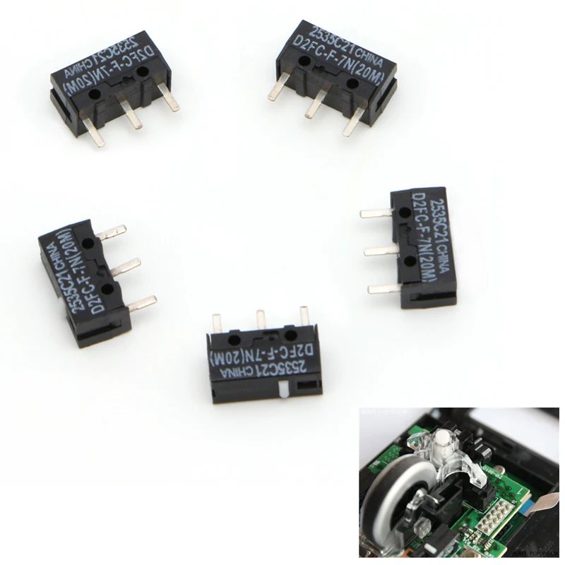 5Pcs 20M Micro Switch D2FC-F-7N For Mouse Replacement Substitute Tested