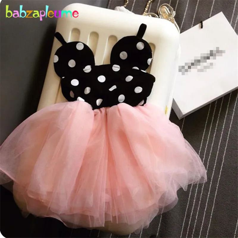 Baby Girls Dresses Cartoon Mouse Dot Backless Wedding Tutu Princess Dress Toddler Clothes Girl Vest Dress Children Clothing A020