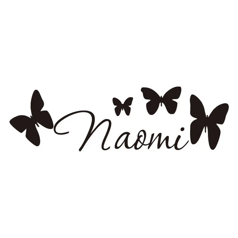 Personalized Name Four Butterfly Wall Decals Removable Nursery Wall Art Stickers Vinyl Wall Sticker Home Decor Wallpaper SA098B