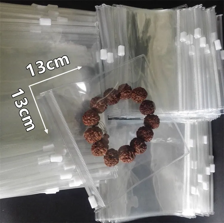 50pcs High Clear Plastic PVC Jewelry Zip Lock Bag  Thick Waterproof Dustproof Battery Earring Beads PVC Trinkets Jewelry Pouches