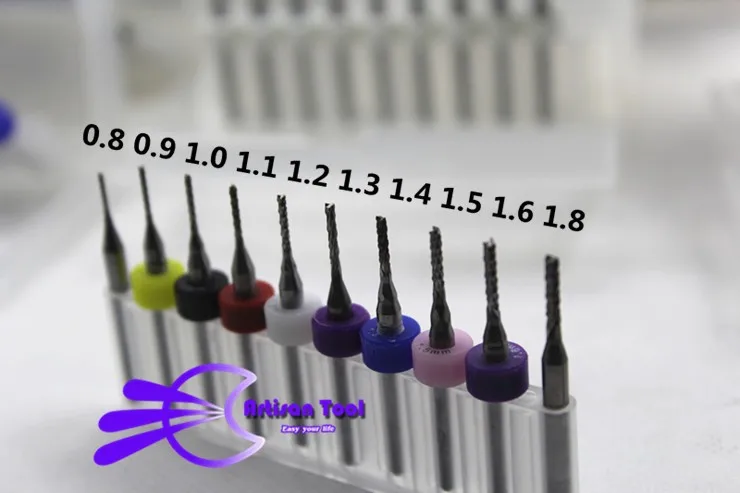 Brocas de grabado de carburo de tungsteno, brocas de placa de circuito impreso, 0,8-1,8mm, 10 unidades/lote