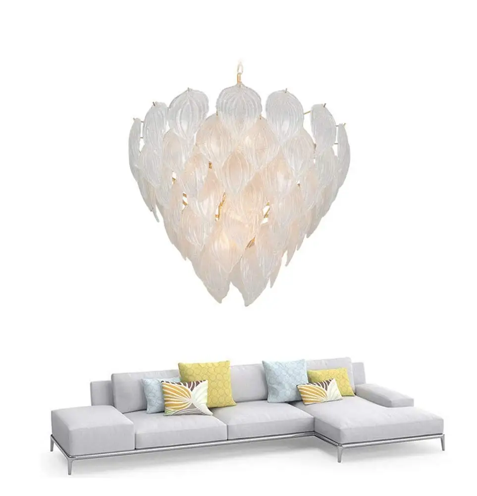 

Postmodern Luxury LED Chandelier Lights Glass Leaves Chandelier E14 for Dining Room Living Room Lamp Clothing Store