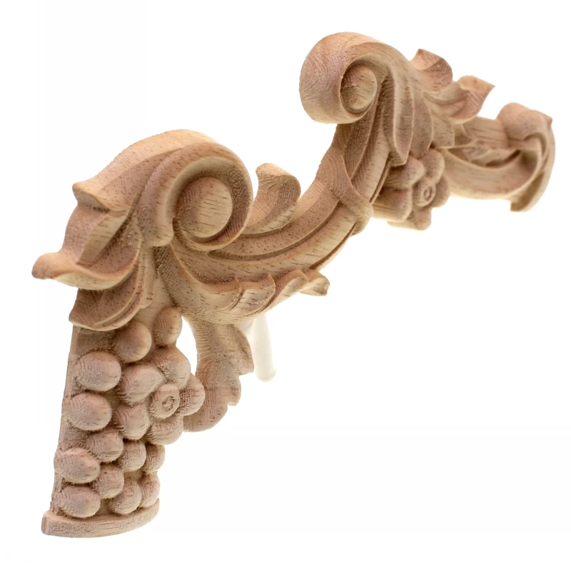 RUNBAZEF Vintage Unpainted Wood Carved Decal Corner Applique Frame For Home Furniture Wall Cabinet Door Decorative Wooden Craft