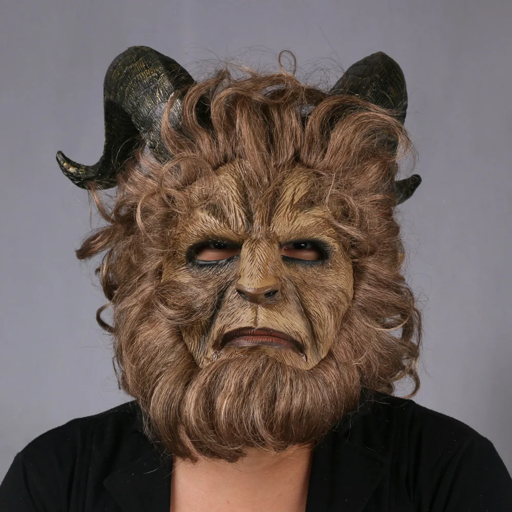 2017 Hot Movie Beauty and the Beast Adam Prince Mask Cosplay Horror Mask Latex Lion Helmet Halloween Party