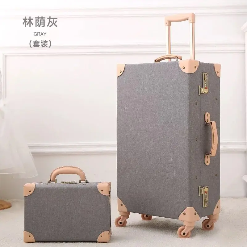 New 2PCS/SET Vintage Floral Travel Bag Rolling Luggage,13\