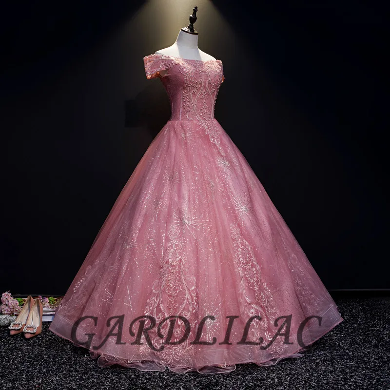 Cameo Quinceanera Áo Voan Ren Appliques Champagne Hóa Trang Bầu Dài Dạ Hội Chính Thức Áo Vestidos De 15 Anos