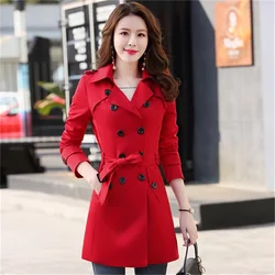2018 Spring and autumn Women Long Trech Coat With Belt Lady Elegant Double Breasted Slim Outwear Windbreaker casaco feminino