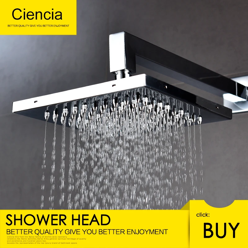 Ciencia square and round  brass brushed chrome  wall-mounted  pressuried shower head for bathroom