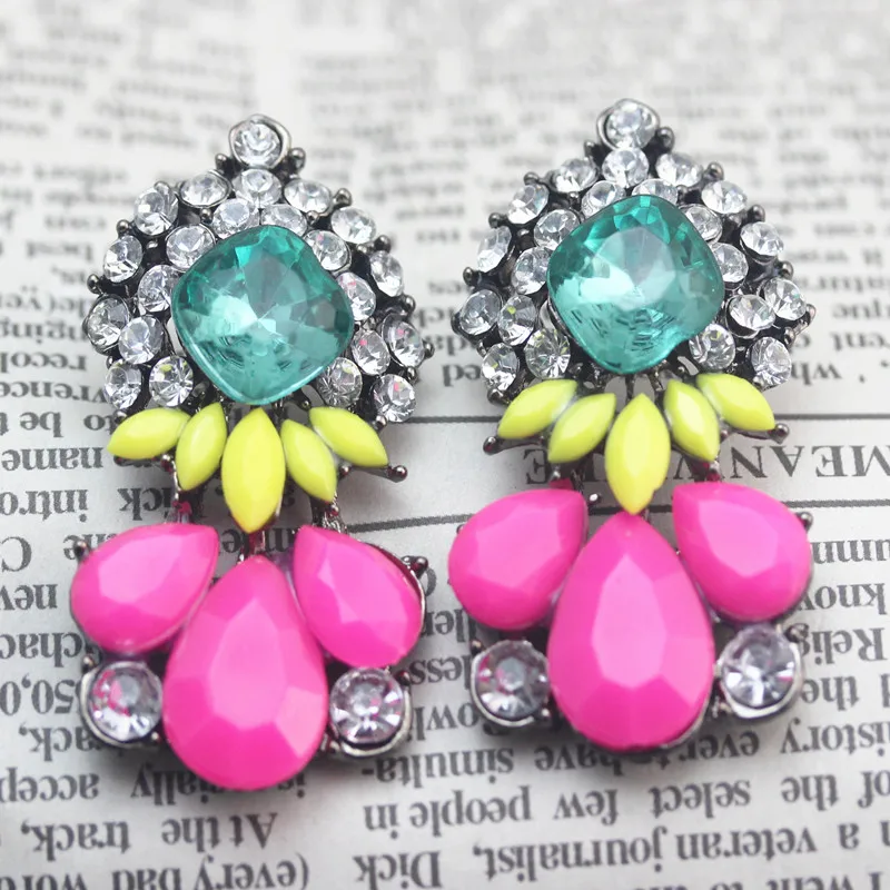 ADOLPH Jewelry Wholesale For Women 2015 New Design Fashion Accessories Cute Colorful Acrylic Stud Earrings Christmas Gift Hot