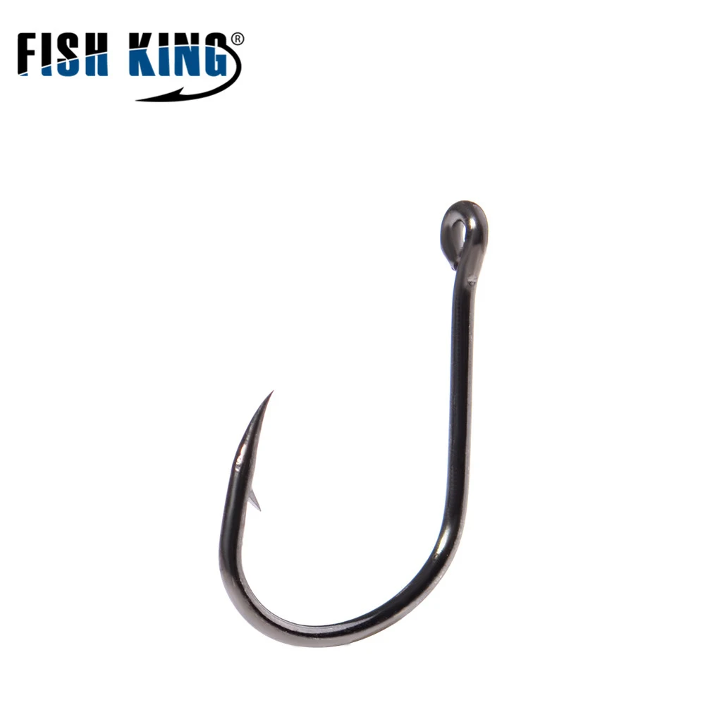 FISH KING 10PCS High Carbon Steel Carp Fishing Hooks CHINU 3#-12# Feeder Sharp Barbed Single Hook With Ring