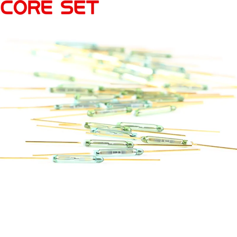 100 шт. геркон 2x14 мм 2*14 мм магнитный переключатель управления зеленое стекло нормально открытый НЕТ контакт для датчиков 100% оригинал НЕТ