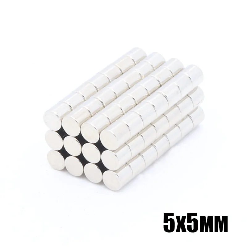 

100pcs 5x5 mm Neodymium magnet Rare Earth small Strong Round permanent 5*5 mm fridge Electromagnet NdFeB nickle magnetic DISC