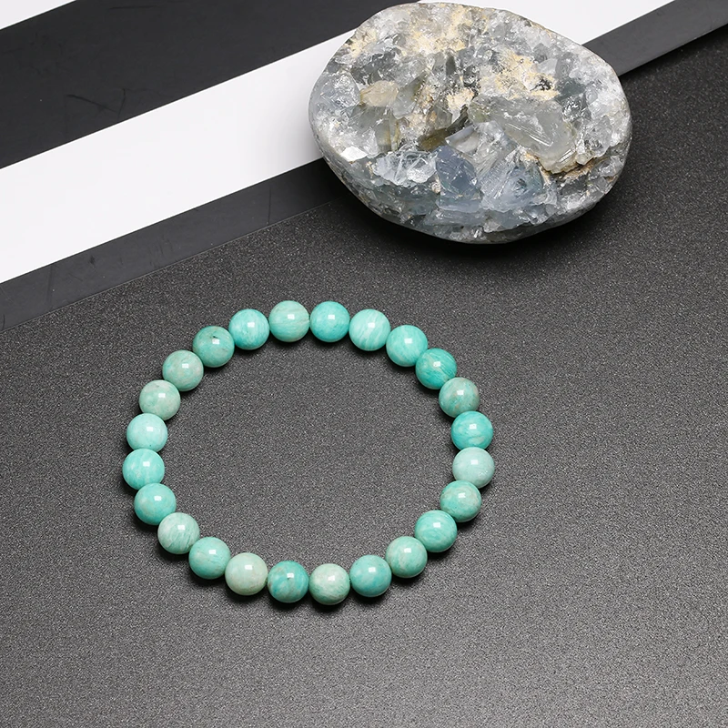 AAA Natural Amazonite Stone Bead Bracelets Women Men Jewelry Gemstones Bracelet Christmas for Girls Lucky Gift Drop Shipping